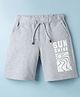 Spark Cotton Knit Above Knee Length Shorts with Sunshine Print - Grey