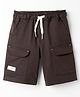 Spark Cotton Knit Above Knee Length Solid Color Shorts with Pocket - Brown