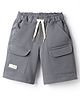 Spark Cotton Knit Above Knee Length Solid Color Shorts with Pocket - Grey