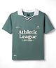 Spark Cotton Knit Collared T-Shirt with Text Print - Aqua Blue