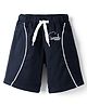 Spark Cotton Knit Above Knee Length Shorts with Pipe Detailing - Navy Blue