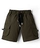 Spark Cotton Knit Above Knee Length Solid Color Shorts with Pocket - Olive Green