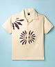 Spark Cotton Woven Half Sleeves Embellished Shirt - Beige