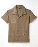 Spark Cotton Knit Half Sleeves Embroidered Shirt - Tan