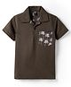 Spark Cotton Knit T-Shirt Half Sleeves Polo Neck Brown 9-10 Years
