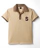 Spark Cotton Knit Polo T-Shirt with S Embroidery - Tan