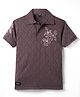 Spark Cotton Knit Polo T-Shirt with Embroidered Flowers - Burgandy