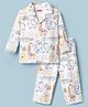Babyhug Cotton Knit Full Sleeves Animal Printed Co-Ords Shirt & Pyjama Night Suit - White