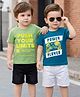 Honeyhap Premium 100% Cotton Knit With Bio Finish Half Sleeves T-Shirts With Text Print Pack of 2 - Seaport & Arragon