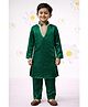 Woven JBN Creation Satin Woven Full Sleeves Lace Embellished Kurta & Pyjama Set - Green