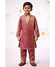 Woven JBN Creation Satin Woven Full Sleeves Lace Embellished Kurta & Pyjama Set - Onion Pink