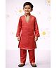Woven JBN Creation Satin Woven Full Sleeves Lace Embellished Kurta & Pyjama Set - Peach