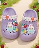 Yellow Bee Bunny & Fruits Applique Detailed Perforated Slingback Clogs - Purple