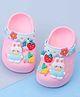 Yellow Bee Bunny & Fruits Applique Detailed Perforated Slingback Clogs - Pink