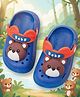 Yellow Bee Bear & Baby Text Applique Detailed Perforated Slingback Clogs - Blue