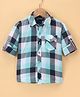 Rikidoos Cotton Woven Full Sleeves Checks Shirt - Sea Green & Navy Blue