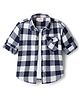 Rikidoos Cotton Woven Full Sleeves Checks Shirt With Attached T-Shirt - Navy Blue & White