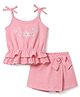 Babyhug Single Jersey Knit Sleeveless Top & Skorts Set With Floral Print - Pink