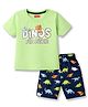 Babyhug Cotton Knit Half Sleeves T-Shirt & Shorts Night-Suit With Dino Print - Green