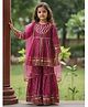 Cutiekins Rayon Woven Full Sleeves Bandhni Printed Kurti Sharara Set With Dupatta - Magenta Pink & Golden