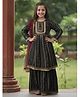 Cutiekins Rayon Woven Full Sleeves Ethnic Motif Printed Kurti Palazzo Set With Dupatta - Black & Golden