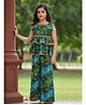 Cutiekins Rayon Woven Sleeveless Bandhni Printed Kurti Palazzo Set - Teal Blue & Green