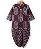 TEENTAARE Cotton Woven Full Sleeves Kurti Dhoti Set with Floral Print - Maroon