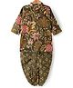 Teentaare Cotton Woven Full Sleeves Kurta Dhoti Set With Floral Print - Green