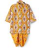 Teentaare Cotton Woven Full Sleeves Kurta Dhoti Set With Floral Print - Yellow & Orange