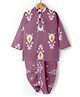 TEENTAARE Cotton Woven Full Sleeves Kurti Dhoti Set with Floral Print - Purple