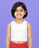 Kiddopanti Cotton Spandex Knit Sleeveless Solid Racerback Crop Top - White