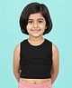 Kiddopanti Cotton Spandex Knit Sleeveless Solid Racerback Crop Top - Black