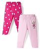 Doodle Poodle 100% Cotton Knit Full Length Floral & Hearts Printed Leggings Pack Of 2 - Baby & Dark Pink
