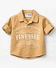 Spool Junior Cotton Woven Full Sleeves Finesse Text Printed Shirt - Khaki