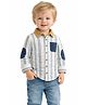 Spool Junior Cotton Woven Full Sleeves Striped Shirt - White & Blue