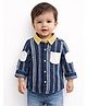 Spool Junior Cotton Woven Full Sleeves Striped Shirt - Navy Blue