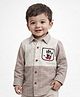 Spool Junior Cotton Woven Full Sleeves Patch Detailed Shirt - Cream & Brown