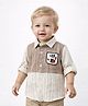 Spool Junior Cotton Woven Full Sleeves Patch Detailed Shirt - Brown and Beige