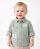 Spool Junior Cotton Woven Full Sleeves Go Text Patch Embroidered Shirt - Green