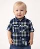 Spool Junior Cotton Woven Full Sleeve Checked Shirt - Navy Blue & White
