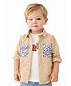 Spool Junior Cotton Woven Full Sleeves Alphabets Printed Shirt With Tee Set - Khaki
