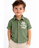 Spool Junior Cotton Woven Full Sleeves Sun Rays N Lazy Days Text Applique Detailed Shirt - Green