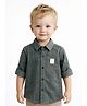 Spool Junior Cotton Woven Full Sleeves Patch Detailed Striped Shirt - Green