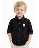 Spool Junior Cotton Woven Full Sleeves Patch Detailed Striped Shirt - Black