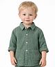 Spool Junior Cotton Woven Full Sleeves Textured Shirt - Dark Green