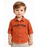 Spool Junior Cotton Woven Full Sleeves Collective Journey Text Printed Shirt - Rust Orange