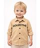 Spool Junior Cotton Woven Full Sleeves Collective Journey Text Printed Shirt - Khaki