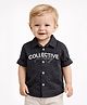 Spool Junior Cotton Woven Full Sleeves Collective Journey Text Printed Shirt - Black