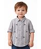 Spool Junior Cotton Woven Full Sleeve Arrow Embroidered Shirt - Grey