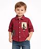 Spool Junior Cotton Woven Full Sleeve Typography Patch Detailed Shirt - Maroon